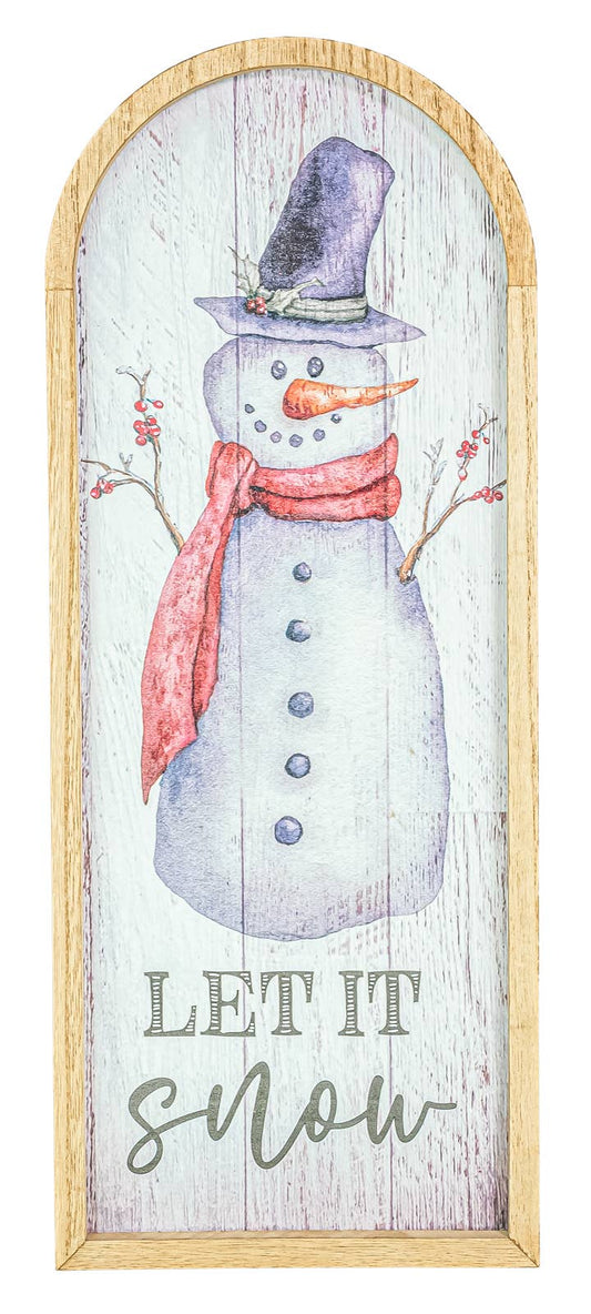 Christmas Snowman Let It Snow Framed Wall Sign