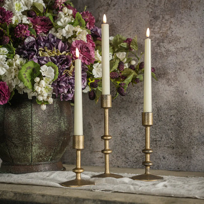 Aged Gold Taper Candlesticks - 3 Sizes