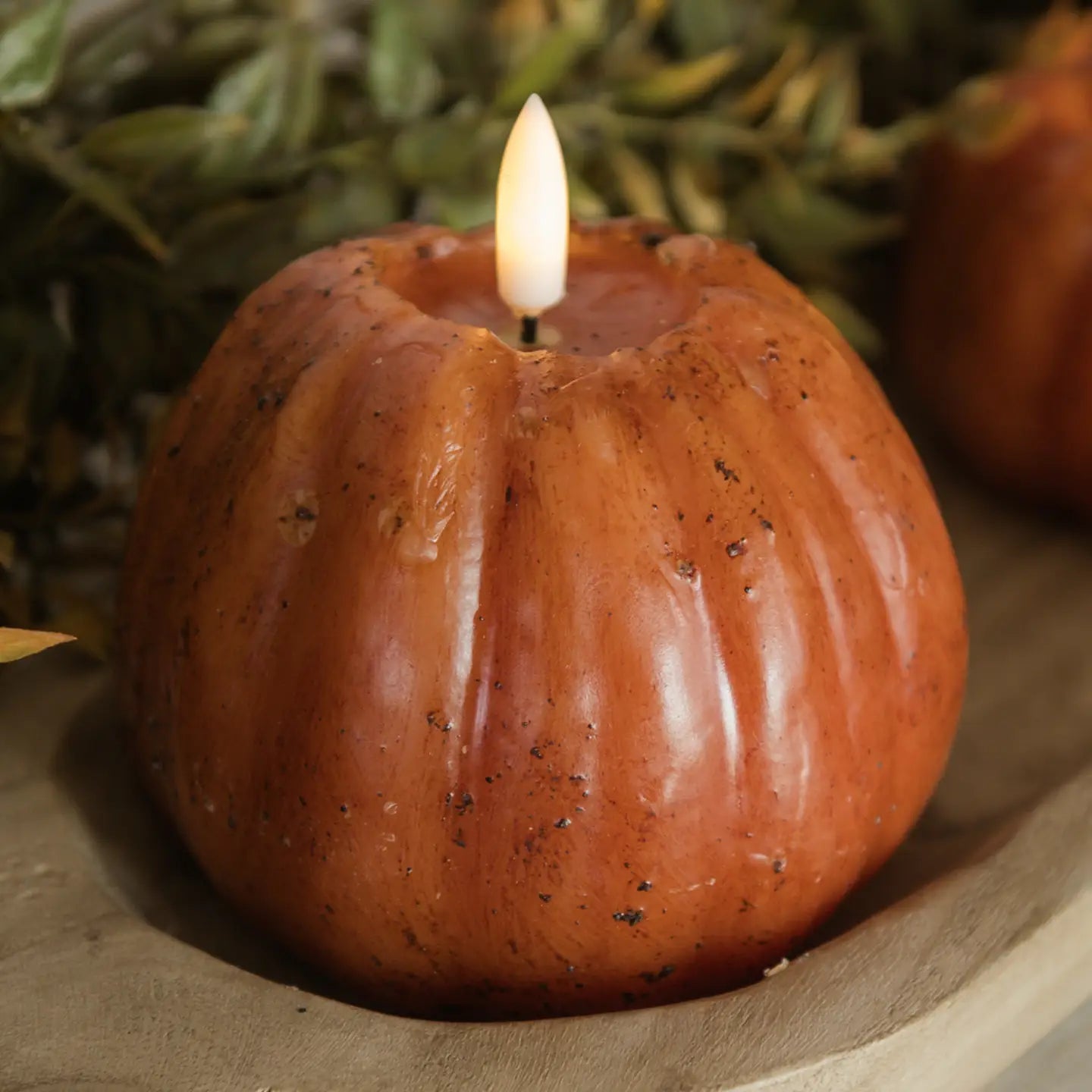 Orange Flameless Pumpkin Shaped Candle - 5 Size Options