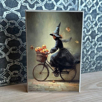 Witchy Bike Ride Block Sign