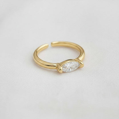 Marquise-Cut Cubic Zirconia Open Adjustable Ring