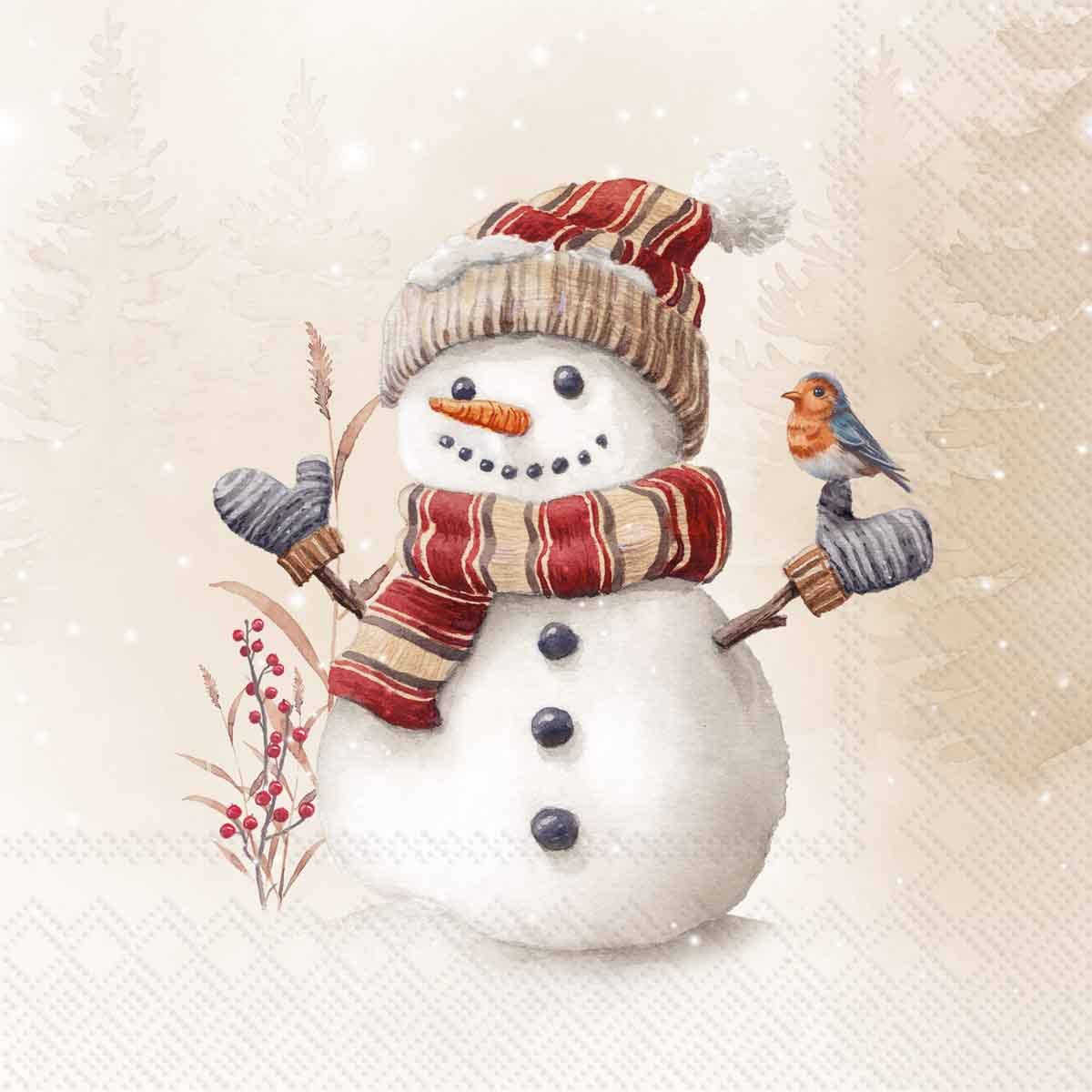 Oscar The Snowman Paper Cocktail Napkins Pack of 20