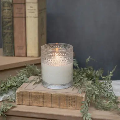 Clear Dotted Glass 3D Flameless LED Candle - Size Options