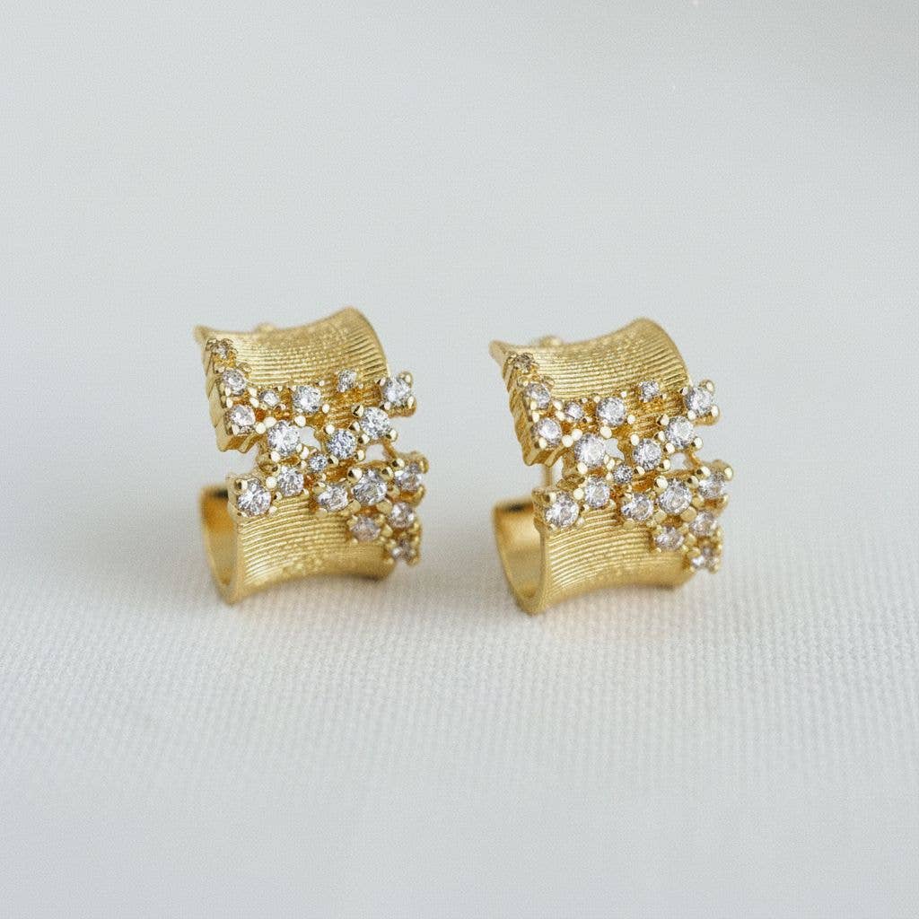 Celestial Cubic Zirconia Huggie Hoop Earrings