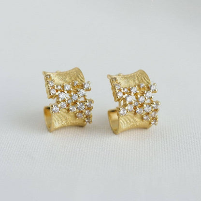 Celestial Cubic Zirconia Huggie Hoop Earrings