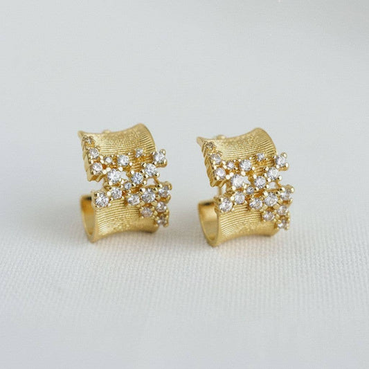 Celestial Cubic Zirconia Huggie Hoop Earrings