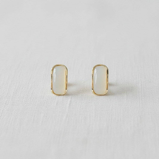 Neutral Stone Cat Eye Stud Earrings