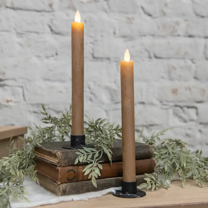 Realistic Moving Flame Beige Taper Candle 6.75" - Flameless