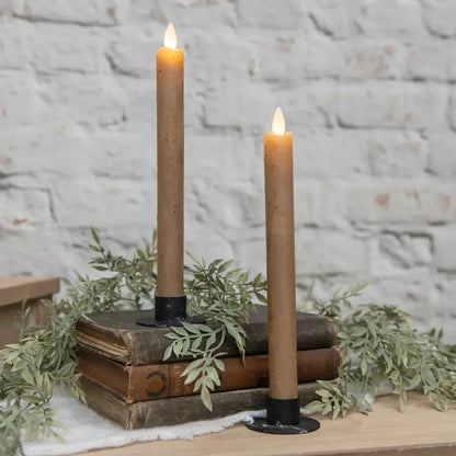 Realistic Moving Flame Beige Taper Candle 6.75" - Flameless