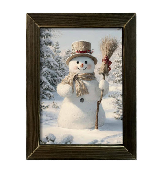 Cozy Winter Snowman Framed Art