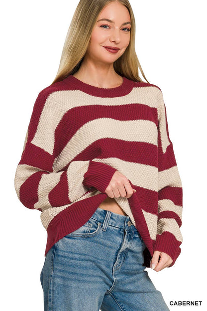 Wide Stripe Knit Sweater - Color Options
