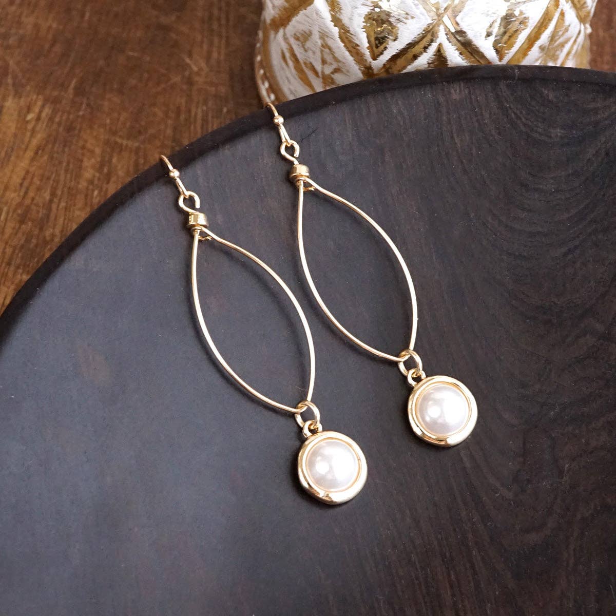 Golden Pearl Drop Earrings