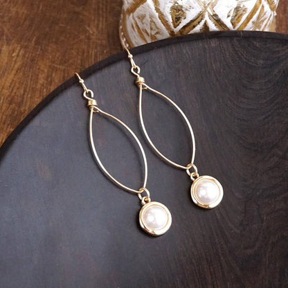 Golden Pearl Drop Earrings