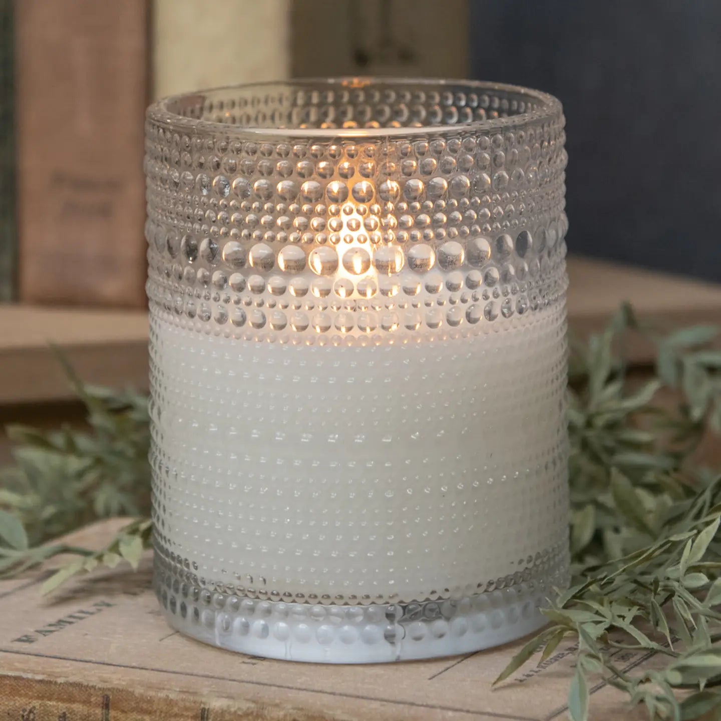 Clear Dotted Glass 3D Flameless LED Candle - Size Options
