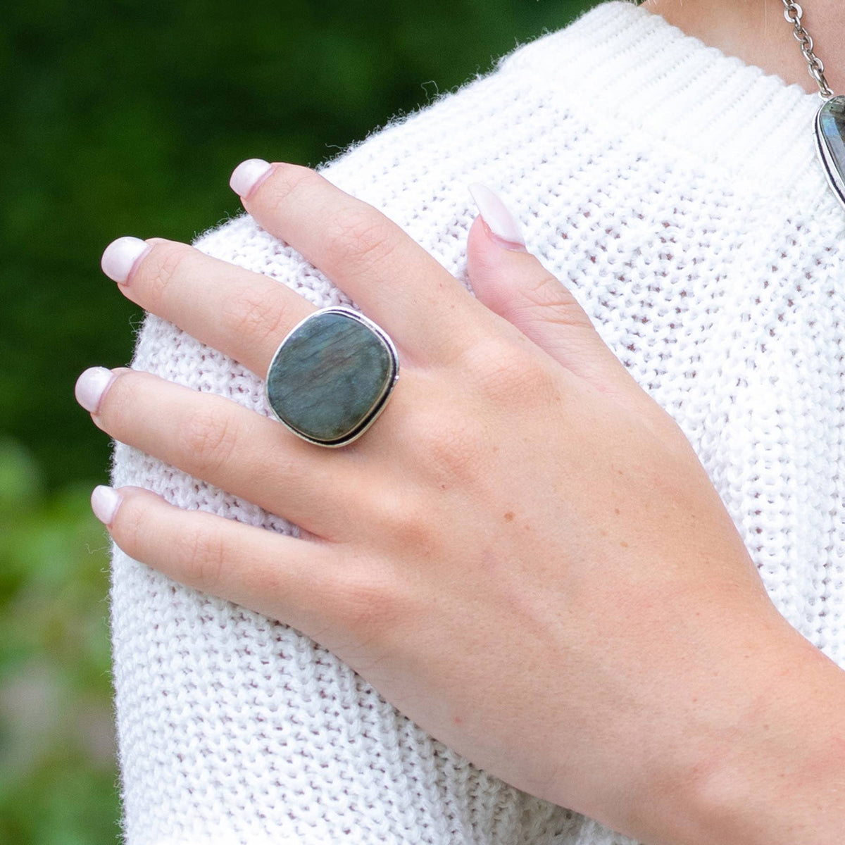Handcrafted Kashi Semiprecious Stone Ring - Labradorite