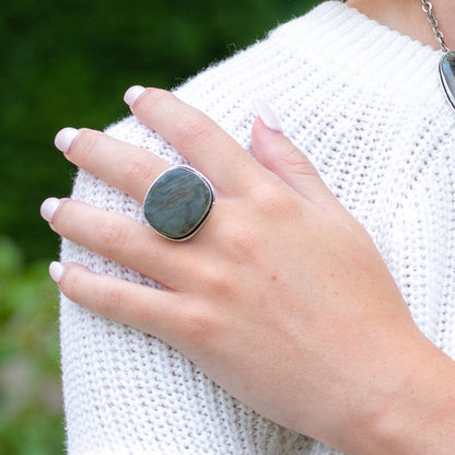 Handcrafted Kashi Semiprecious Stone Ring - Labradorite