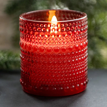 Red Dotted Glass 3D Flameless Candle - LED