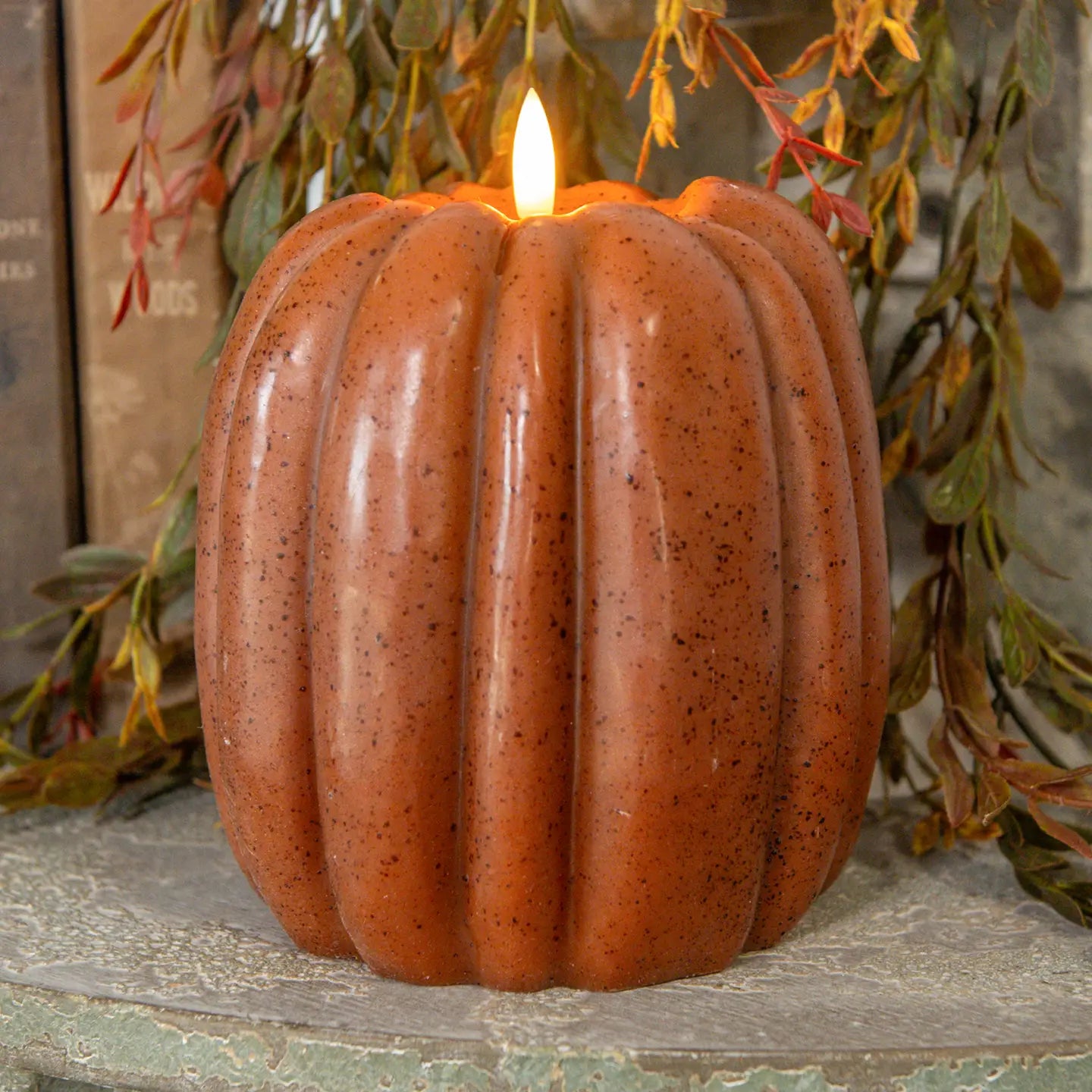 Bronze Flameless Pumpkin Shaped Candle