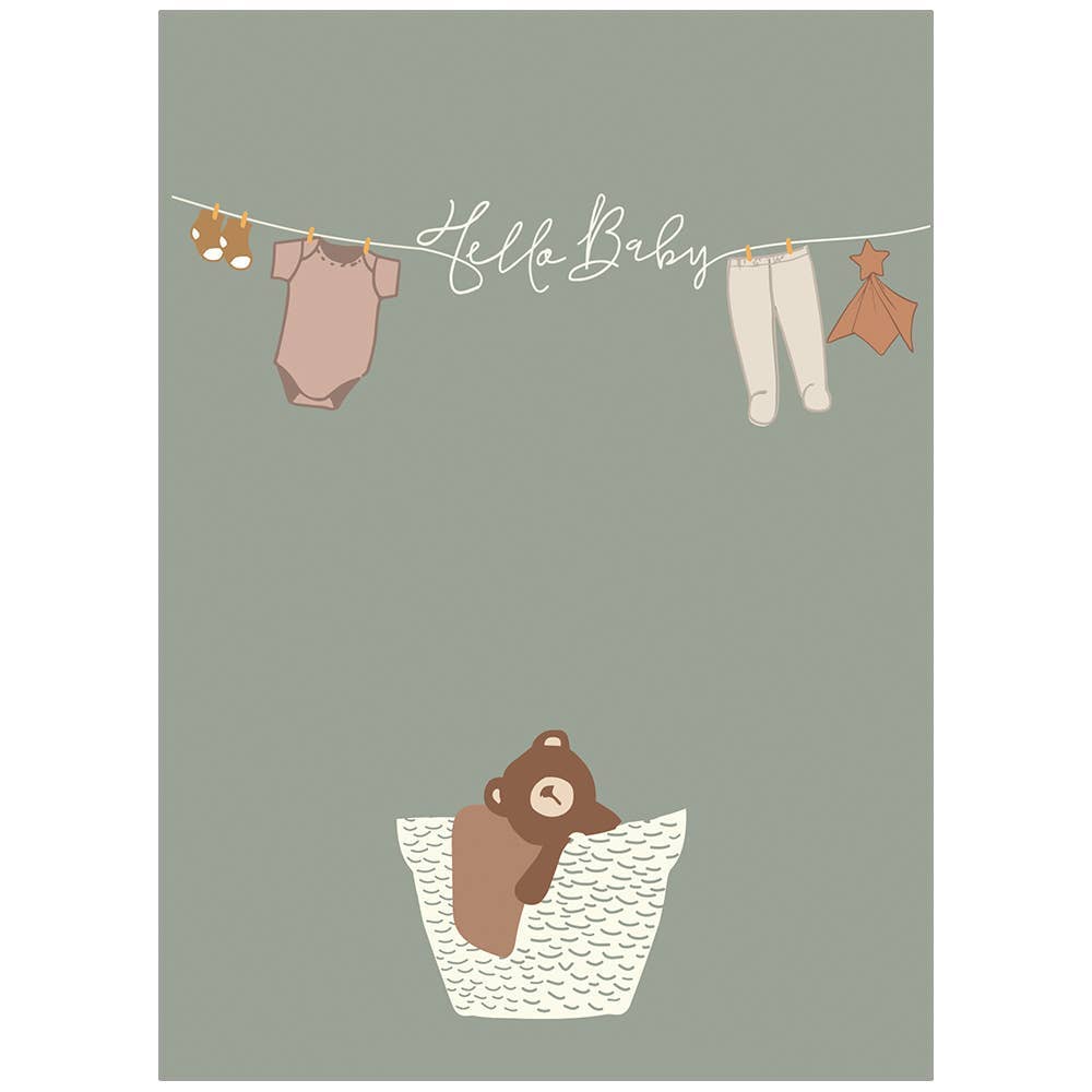 Teddy Bear Basket - Baby Shower Greeting Card