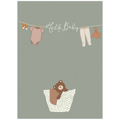 Teddy Bear Basket - Baby Shower Greeting Card