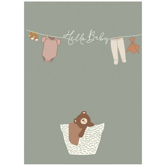 Teddy Bear Basket - Baby Shower Greeting Card