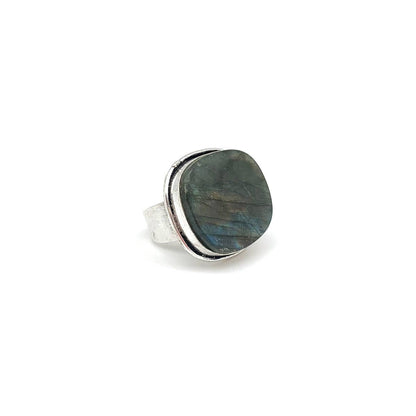 Handcrafted Kashi Semiprecious Stone Ring - Labradorite