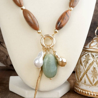 Sculpted Harmony Bold Beaded Cluster Pendant Necklace