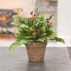 Potted Dazzling Faux Holly