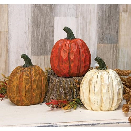 Resin Carved Pumpkin - Two Sizes, Three Color Options