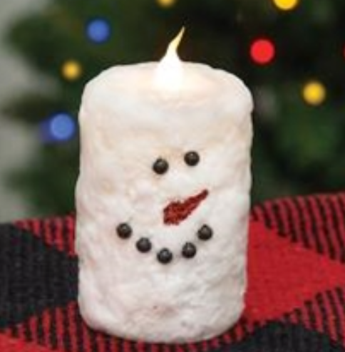 Snowman Votive Pillar Candle - LED Flameless