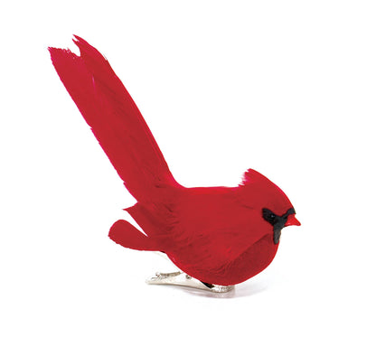 Red Feathered Cardinal Clip On Accent Ornament