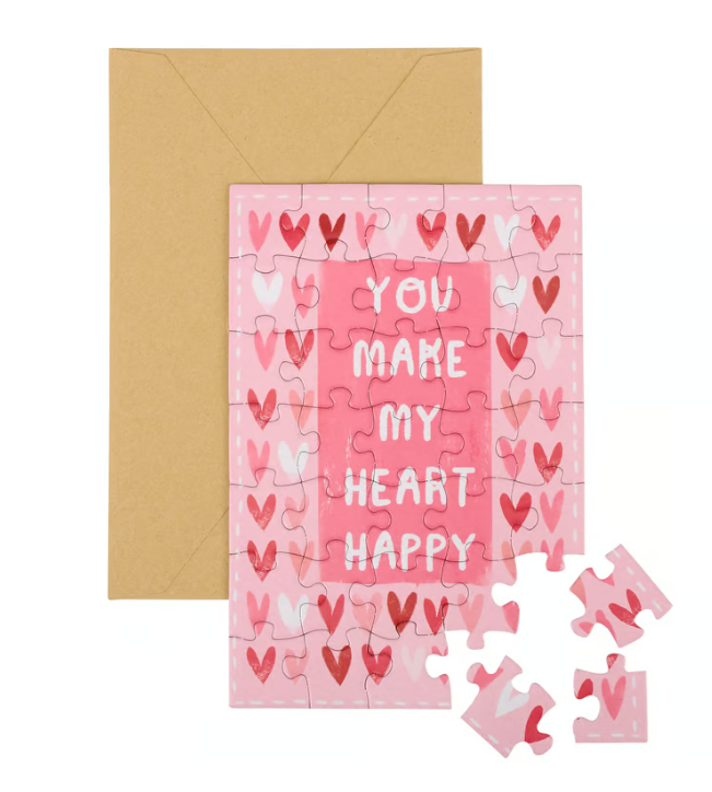 You Make My Heart Happy Valentine's Day Greeting Card Puzzle