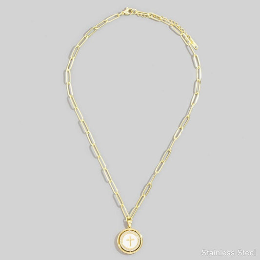 Cross Disc Pendant Necklace- 2 Options