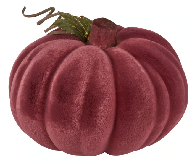 Burgundy Flocked Pumpkin