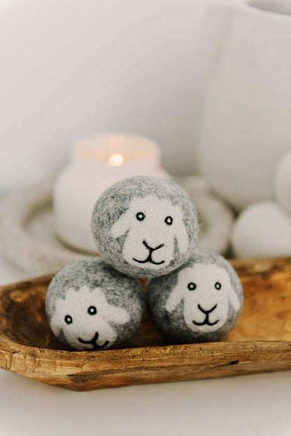 "Smiling Sheep" Hand-Felted Wool Dryer Ball
