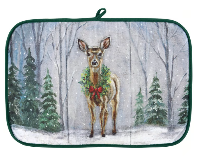 Snowy Deer Dish Drying Mat