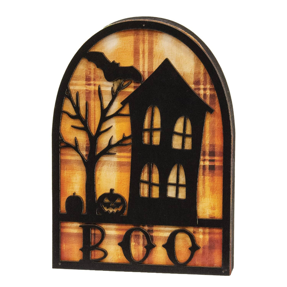 Boo House Silhouette Wooden Sitter