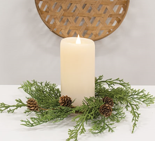 Western Cedar and Pinecone Candle Ring 3.5" Inner