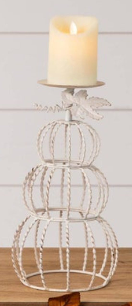 White Wire Pumpkin Candle Holder - Two Sizes