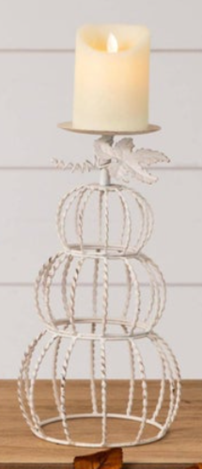 White Wire Pumpkin Candle Holder - Two Sizes