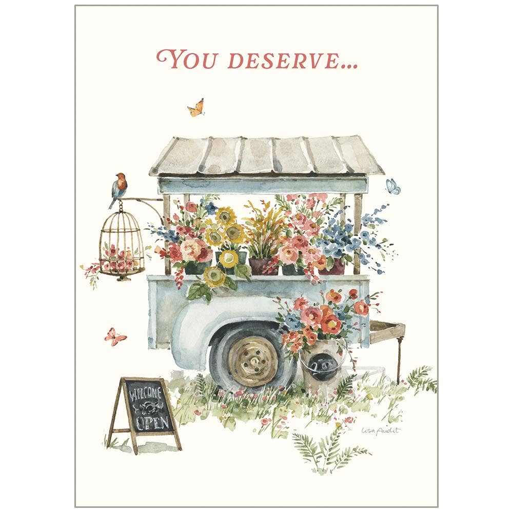 Flower Cart  Thank You Greeting Card