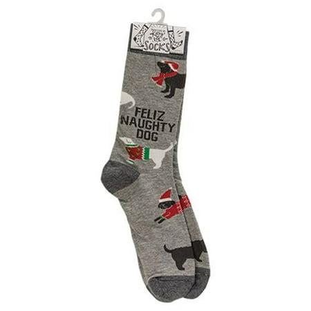 Feliz Naughty Dog Christmas Socks - Unisex, One Size