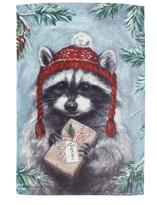 WInter Raccoon Garden Flag