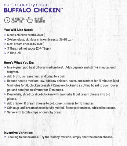 North Country Cabin Buffalo Chicken Soup Mix