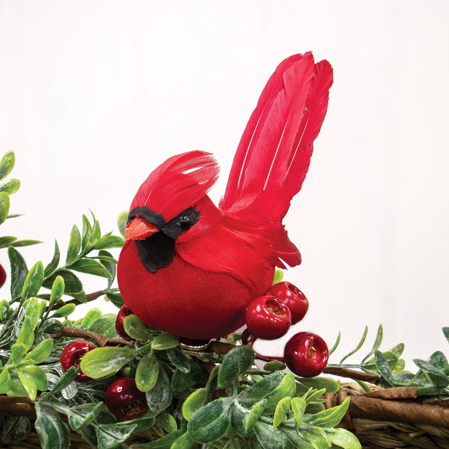 Red Feathered Cardinal Clip On Accent Ornament