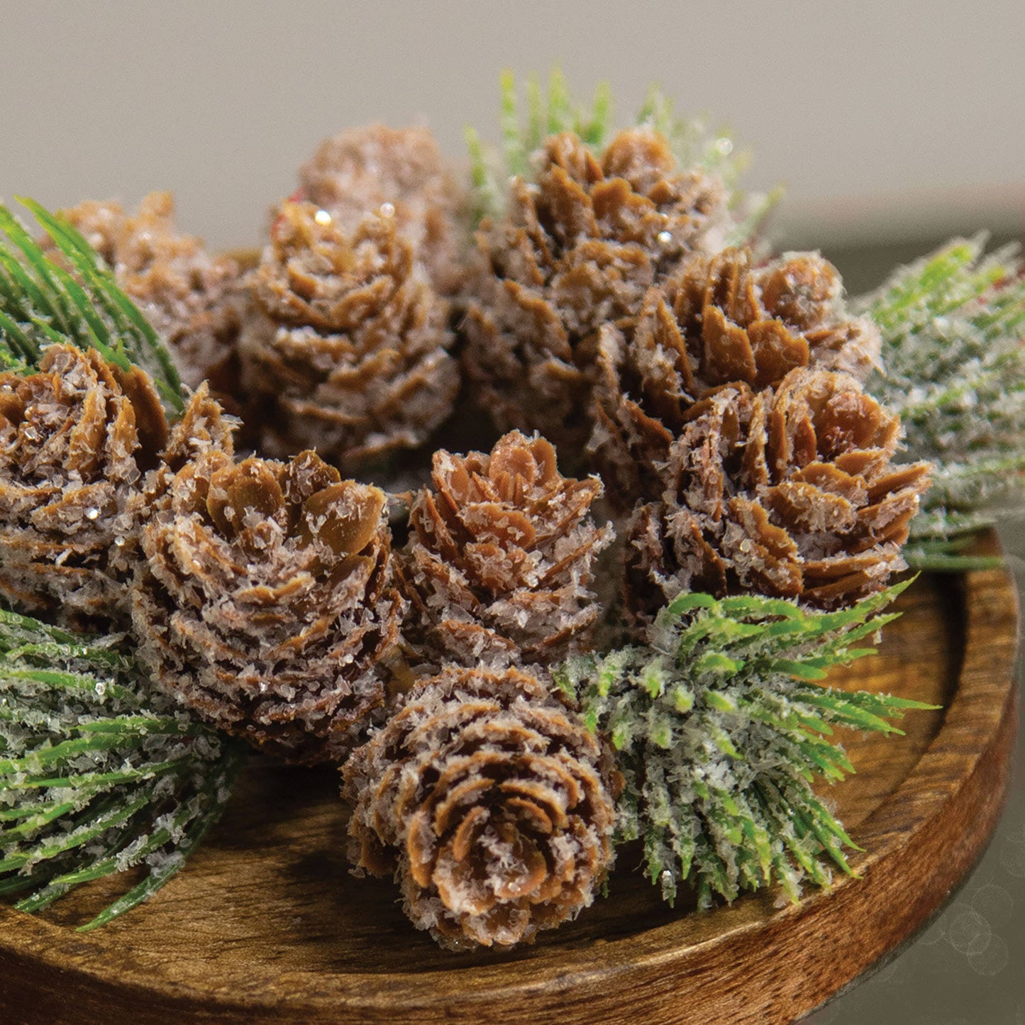 Icy Bristle Pine Cone Taper Candle Ring - 1"