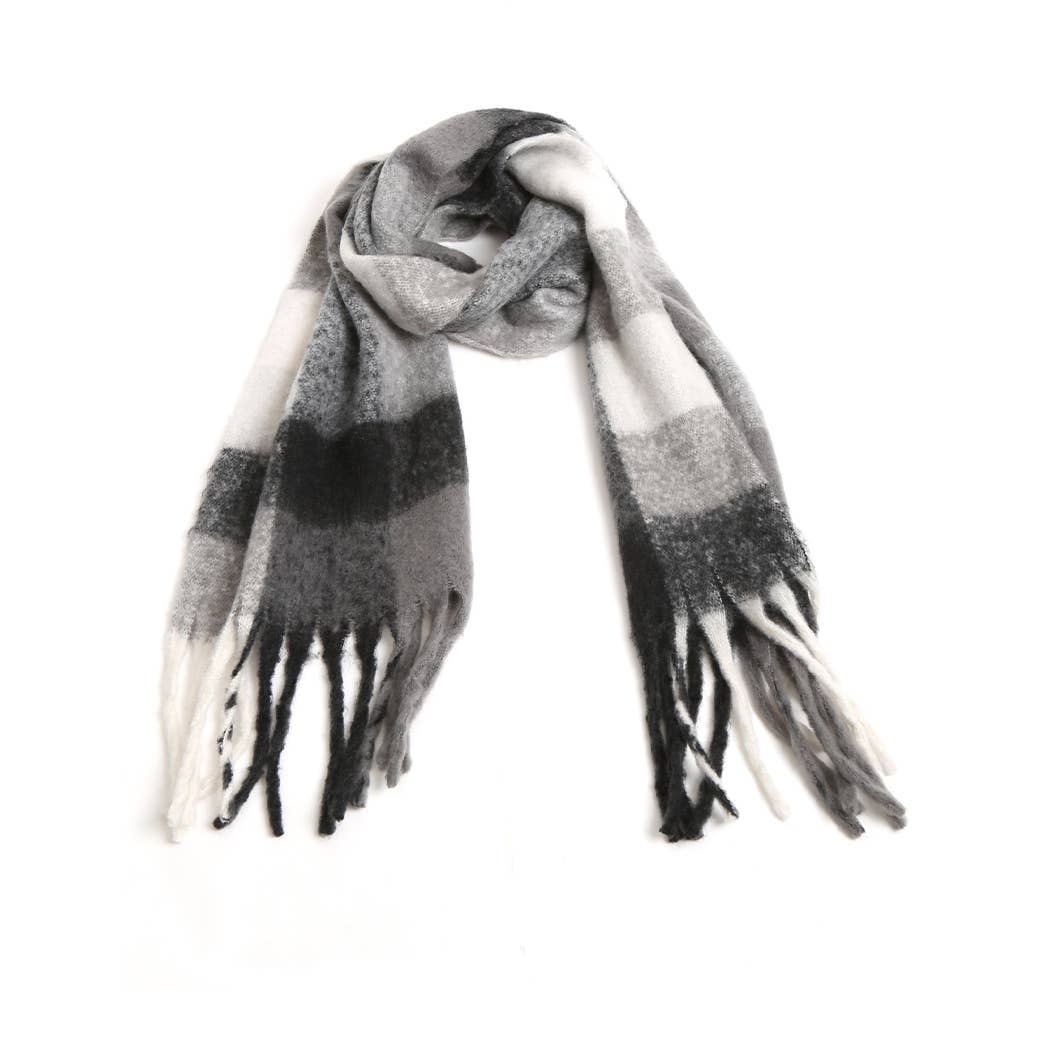 ComfyLuxe Plaid Oblong Scarf with Fringe - Color Options