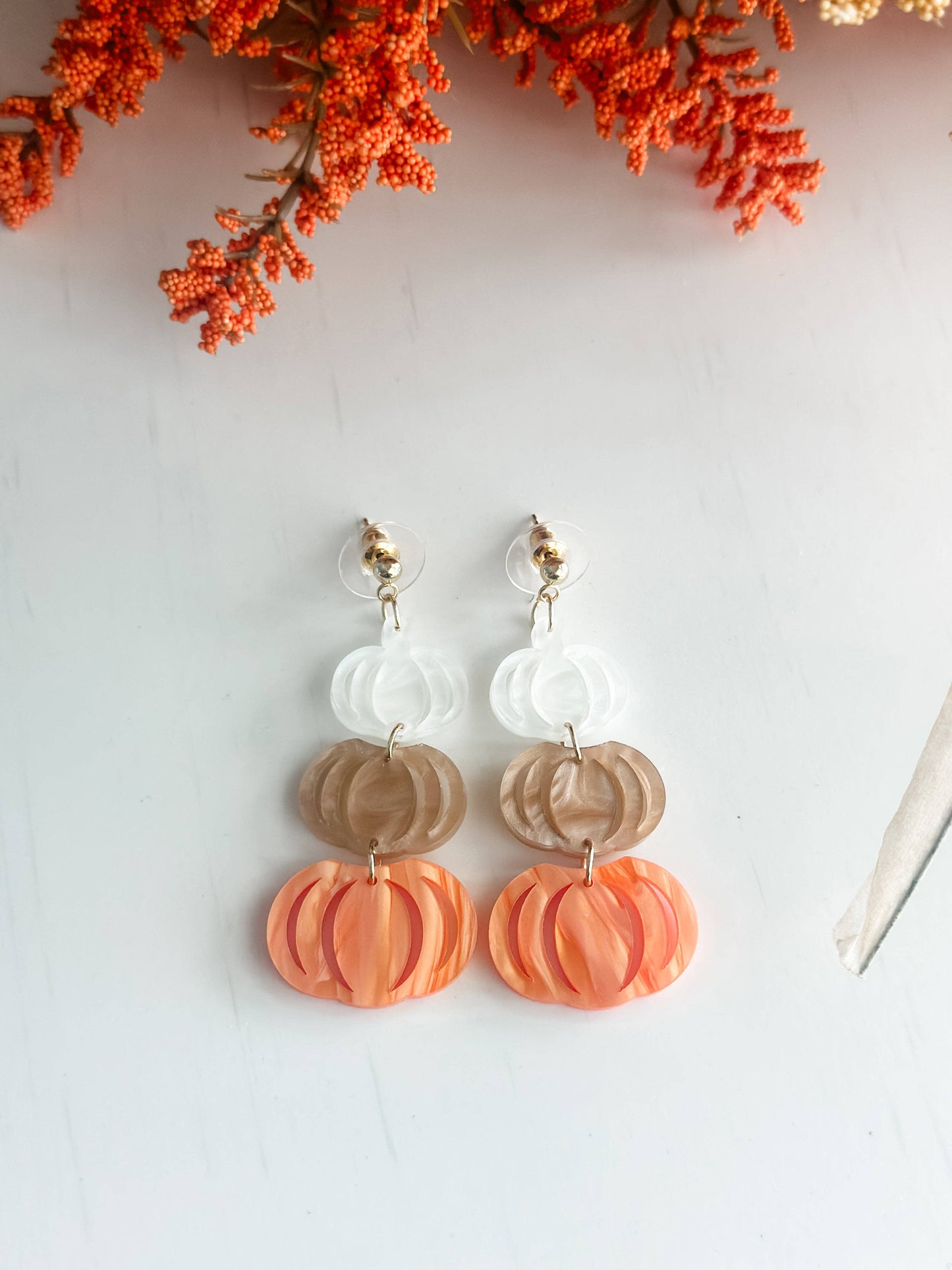 "Pumpkin Stacks" Dangle Earrings