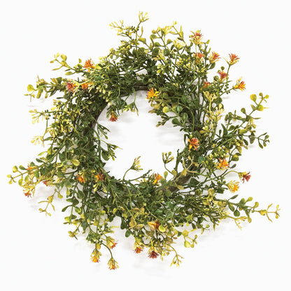 Golden Buds & Baby's Grass Candle Ring Mini Wreath