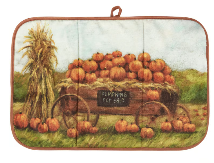 Pumpkins in the Wagon Fall Dish Drying Mat